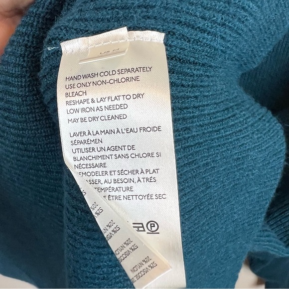 New Free People Softly Structured Tunic Sweater Peacock Jewel Blue Cowl Neck M - Picture 8 of 8